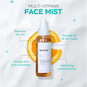 Spraying Good to Glow Face Mist to refresh and nourish skin