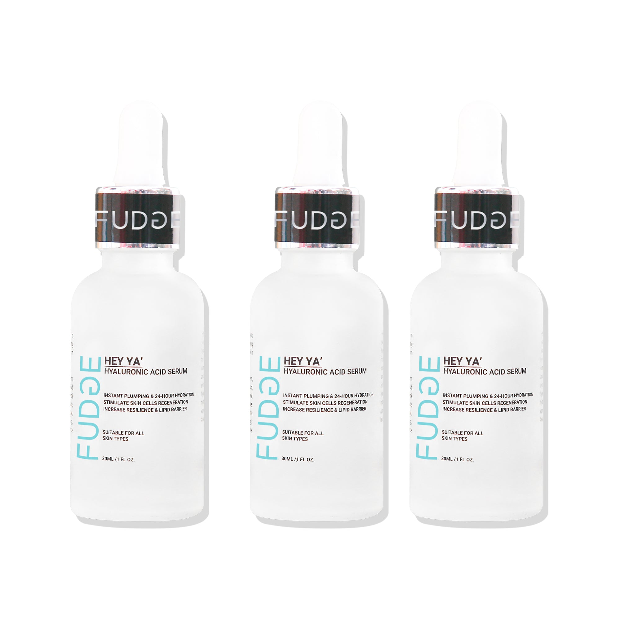 Fudge Beauty Hey Ya’ Hyaluronic Acid Serum bottle – hydrating skincare